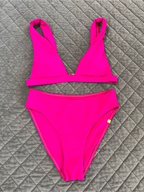 Summersalt Plunge Bikini Swimsuit Women’s Size 8 Fuchsia 2 Piece High Waisted